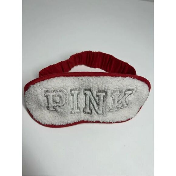 Accessories - Victoria Secret PINK Eye Mask/Red and White Silver Logo Sherpa